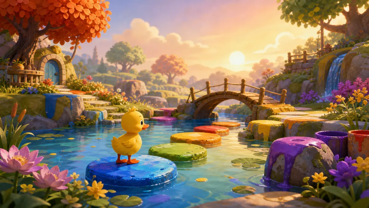 Duckys Colorful Life: A Landscape Built from Color